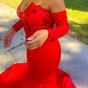 Red Satin Prom Dress